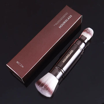 Double-Ended Complexion Brush / Foundation & Powder Makeup Brush / Professional Cosmetic Tool With Metal Handle & Case | Blossari