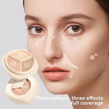 Three-Color Concealer Palette / Waterproof & Long-Lasting Contour / Lightweight Texture For Dark Circle Coverage | Blossari