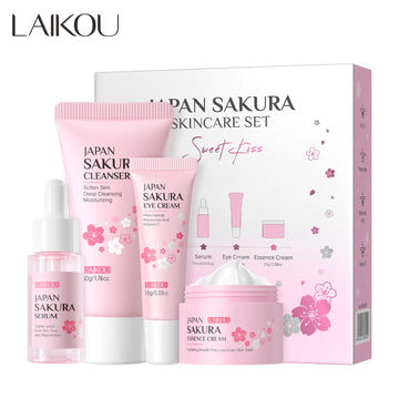 Sakura Skincare Set / Mild, Non-Irritating & Nourishing / Moisturizing Cleanser, Serum, Eye Cream & Face Cream | Blossari
