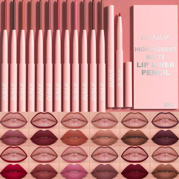 Matte Lip Liner Set / Red, Nude & Rose Shades / Long-Lasting Rotating Lipstick Pencil / Smooth & Highly Pigmented Lip Makeup | Blossari