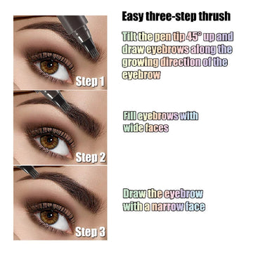 Waterproof Eyebrow Pen / Microblading Eyebrow Pencil with 4-Split Head / Natural-Looking Brows Makeup (5 Colors) | Blossari