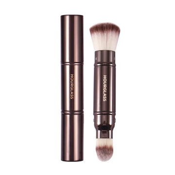Double-Ended Complexion Brush / Foundation & Powder Makeup Brush / Professional Cosmetic Tool With Metal Handle & Case | Blossari