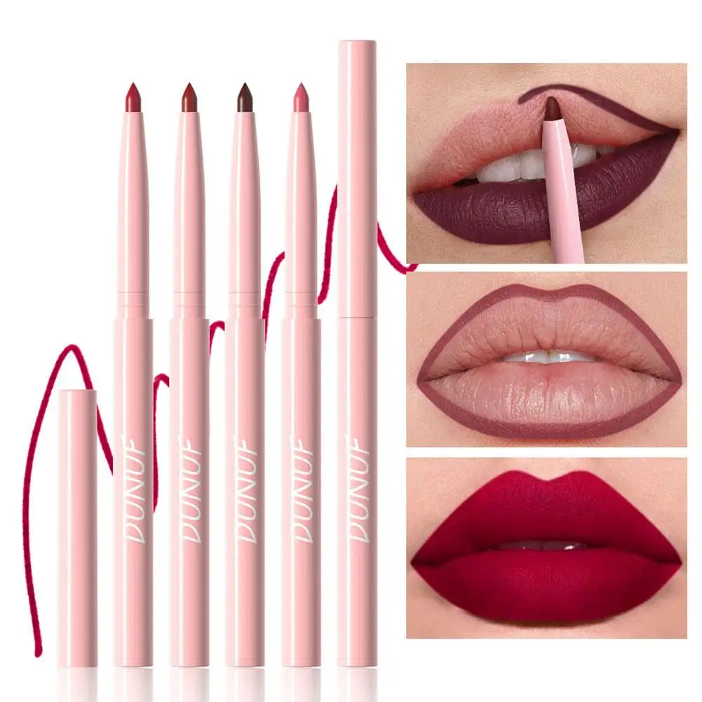 Matte Lip Liner Set / Red, Nude & Rose Shades / Long-Lasting Rotating Lipstick Pencil / Smooth & Highly Pigmented Lip Makeup | Blossari