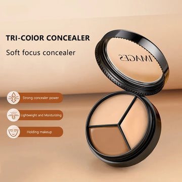 Tri-Color Concealer / Pore-Hiding & Blemish Cover / Long-Lasting Makeup & Brightening Cream / Face Tone Correcting Concealer | Blossari