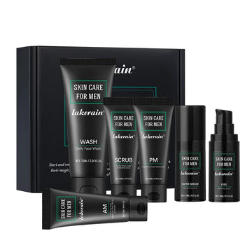 Lakerain Men’s Skin Care Kit / Oil Control, Firming & Hydrating / Deep Cleansing Face Kit / 7PCS Travel Set | Blossari