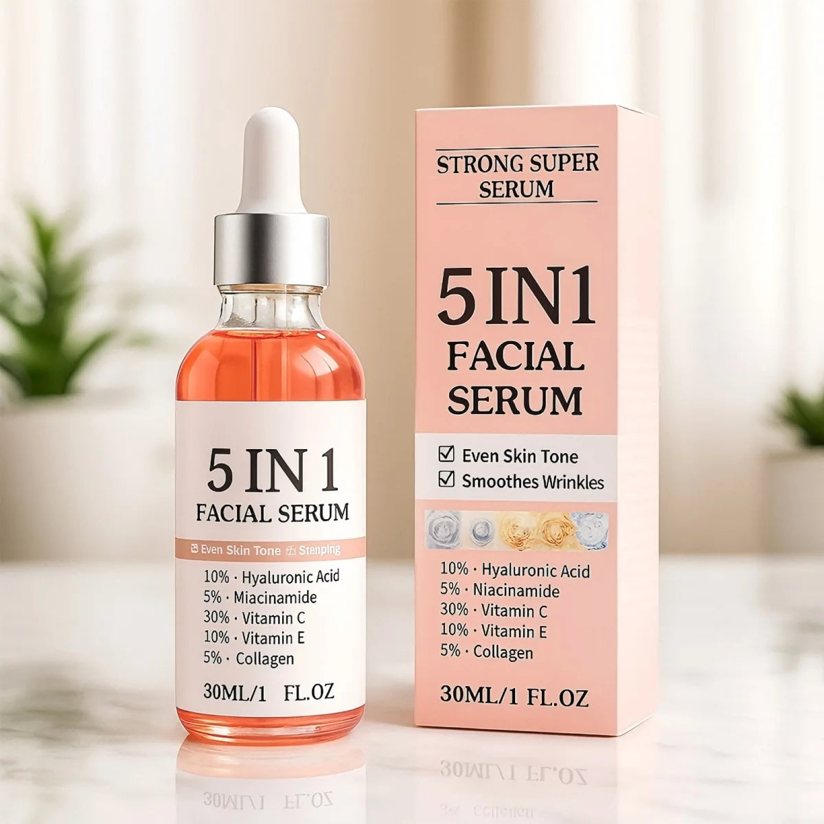 Face Serum / Fade Fine Lines, Firming, Moisturizing & Brightening with Vitamin C & Hyaluronic Acid / Shrink Pores Skincare | Blossari