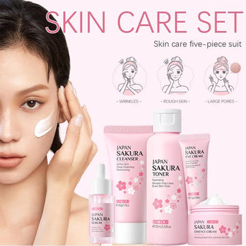 Sakura Skin Care Set / Face Cream, Serum, Toner, Cleanser, Sunscreen & Eye Cream | Blossari
