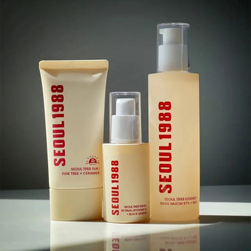 Korean Brand Skincare Set Seoul 1988 / Anti-Aging & Brightening Collection / Eye Cream, Sunscreen, Rice Cream & Essence | Blossari