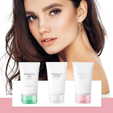 Centella Asiatica Skin Care Set / Brightening Face Serum with Hyaluronic Acid, Calming Toner, Waterproof Sunscreen, and Moisturizing Cream | Blossari