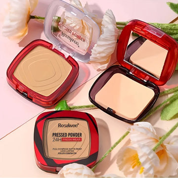 Matte Full Coverage Pressed Powder Foundation / 24H Fresh Wear Finish / Weightless Oil-Control Compact With Puff | Blossari