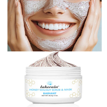 Facial Scrub & Exfoliator Mask / Honey Walnut Skin Care / Moisturizing, Brightening & Nourishing Cleanser | Blossari