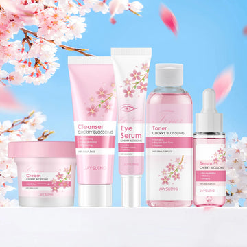 Sakura Skincare Set / Moisturizer, Face Cream, Serum, Toner, Cleanser & Eye Cream / Anti-Wrinkle & Brightening Face Care Kit for Women | Blossari