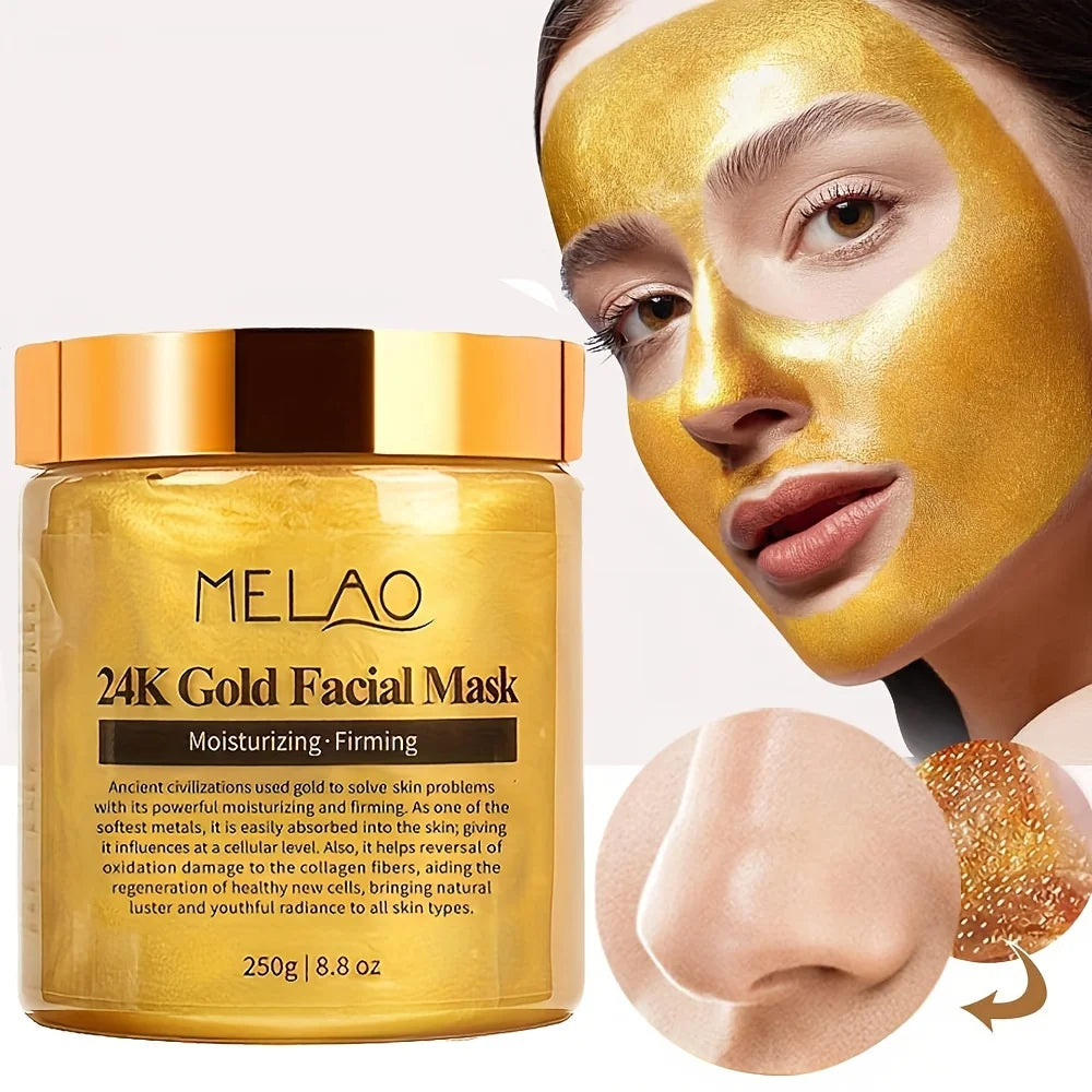MELAO 24K Gold Face Mask / France Golden Collagen Facial / Moisturizing & Blackhead Removal Skin Care | Blossari