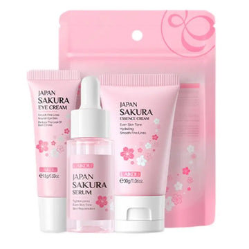 Sakura Skin Care Sets & Kits / Cleanser, Serum, Eye Cream, Essence Cream / Beauty Products for Women Gift & Travel Routine Kit | Blossari