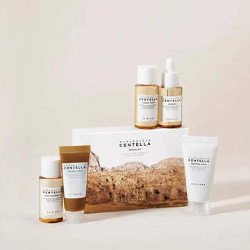 Centella Travel Skincare Set / Moisturizing & Brightening Face Care / Soothing Cream & Serum Gift Set | Blossari